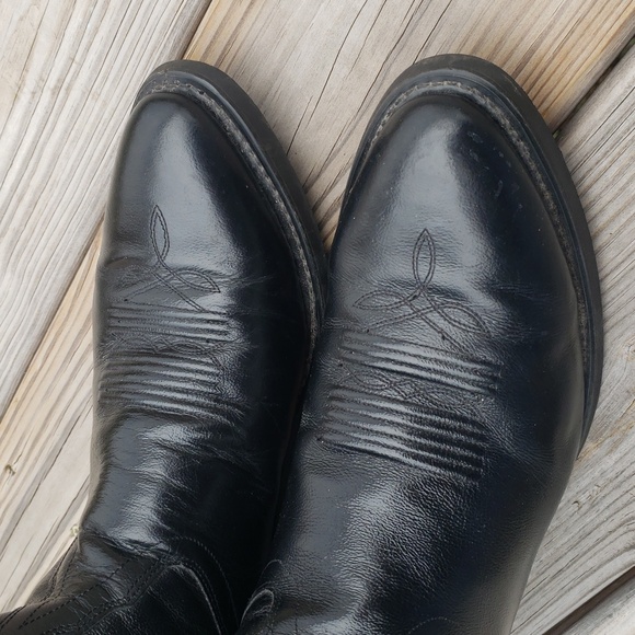 Old West Mens Trucker Leather Western Work 13" Boots Soft Toe Size 10 EE Cowboy - Picture 6 of 17